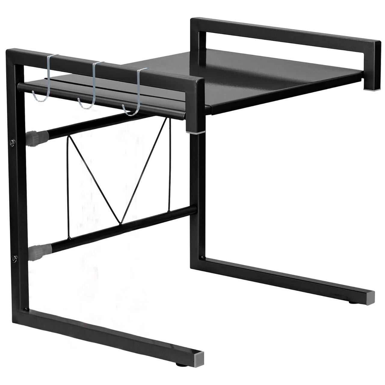 Sorbus 25.5" Expandable Microwave Shelf Rack with Hooks